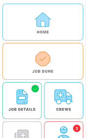 Screenshot: The job editor sidebar with the Crews panel button highlighted