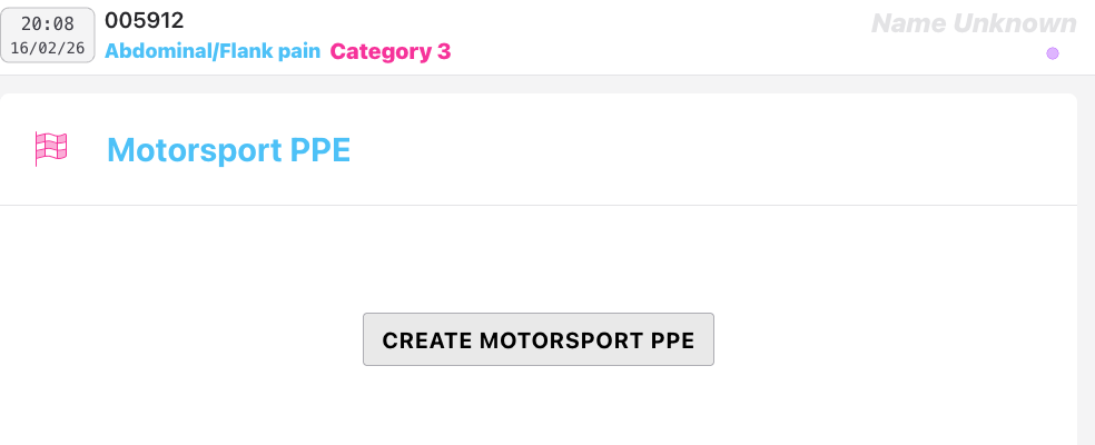 Screenshot: A custom panel section on a patient record showing the "Create [Panel Name]" button in the centre of an otherwise empty card