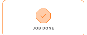Screenshot: The Job Done button in the left-hand sidebar, with an orange octagon-check icon