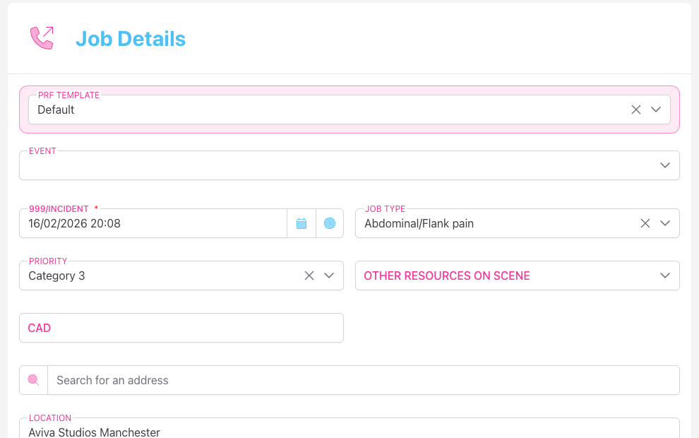 Screenshot: The Job Details panel