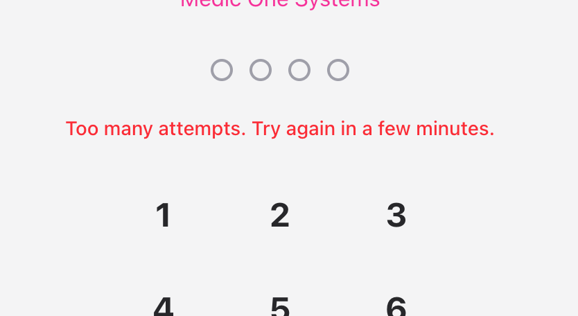 Screenshot: The lock screen showing the lockout message