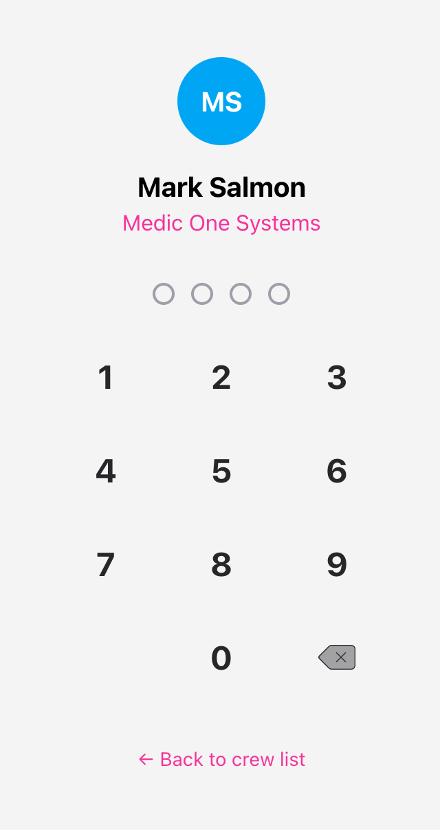 Screenshot: The lock screen PIN entry pad with four empty digit slots